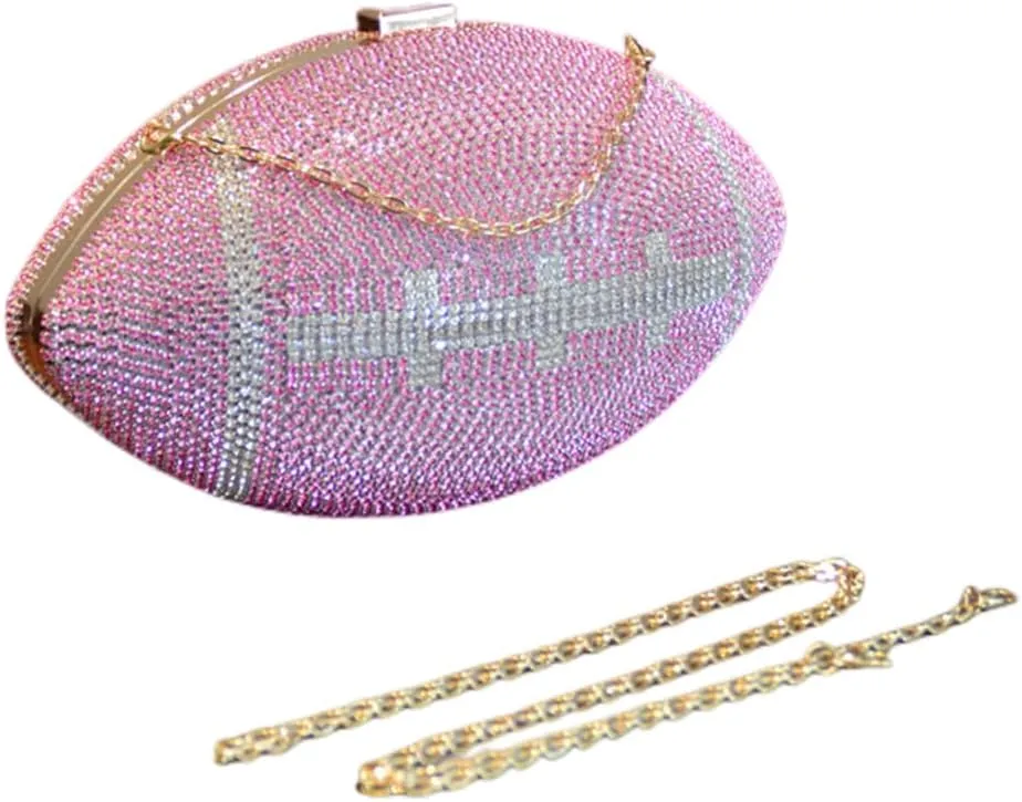 UMREN Women Basketball Shaped Cross Body Purse Rhinestone Round Ball Crystal Evening Bag Clutch Handbag for Wedding Party