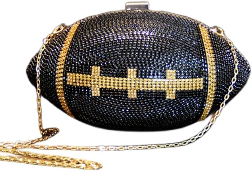 UMREN Women Basketball Shaped Cross Body Purse Rhinestone Round Ball Crystal Evening Bag Clutch Handbag for Wedding Party