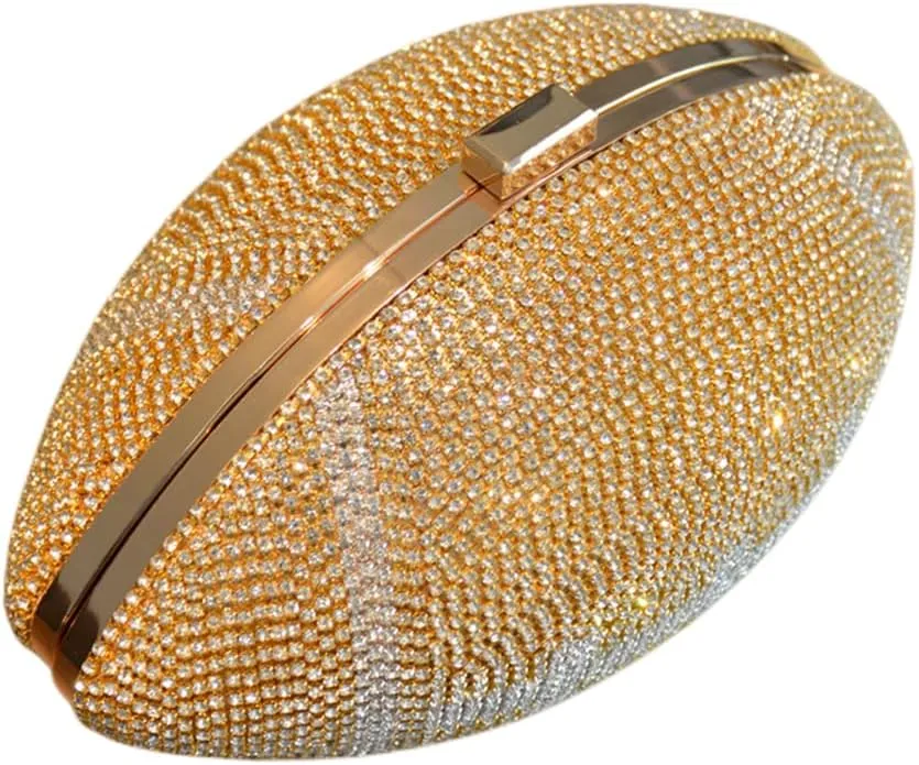 UMREN Women Basketball Shaped Cross Body Purse Rhinestone Round Ball Crystal Evening Bag Clutch Handbag for Wedding Party