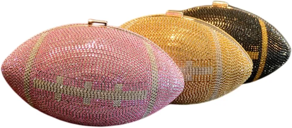 UMREN Women Basketball Shaped Cross Body Purse Rhinestone Round Ball Crystal Evening Bag Clutch Handbag for Wedding Party
