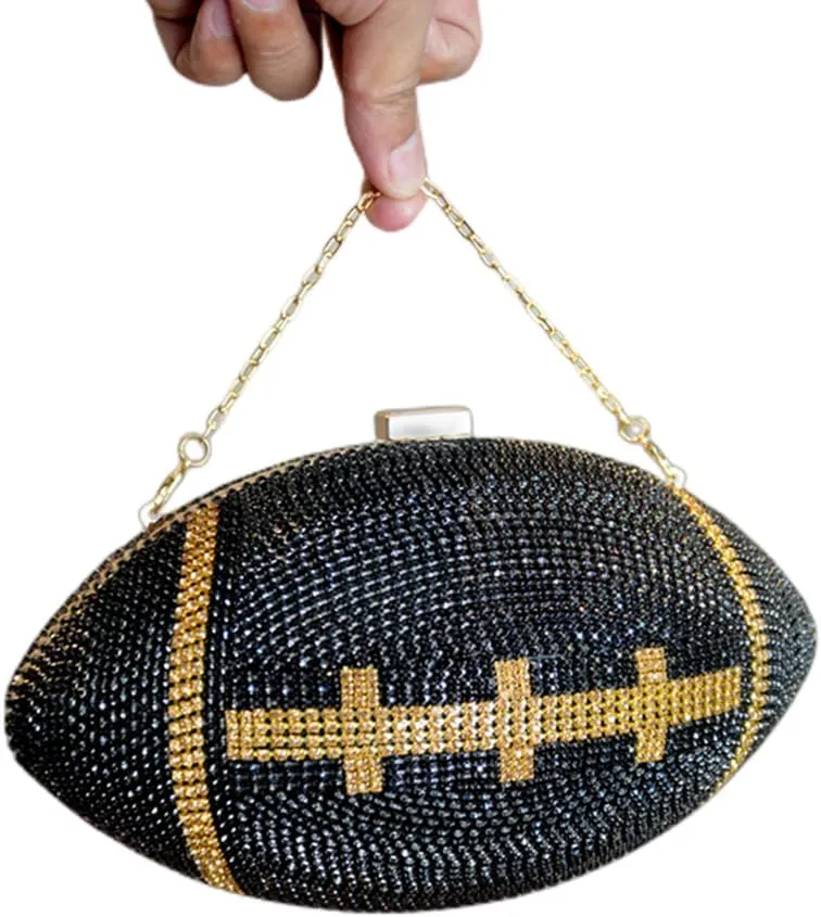 UMREN Women Basketball Shaped Cross Body Purse Rhinestone Round Ball Crystal Evening Bag Clutch Handbag for Wedding Party