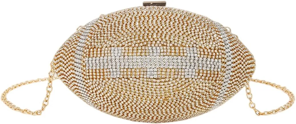 UMREN Women Basketball Shaped Cross Body Purse Rhinestone Round Ball Crystal Evening Bag Clutch Handbag for Wedding Party