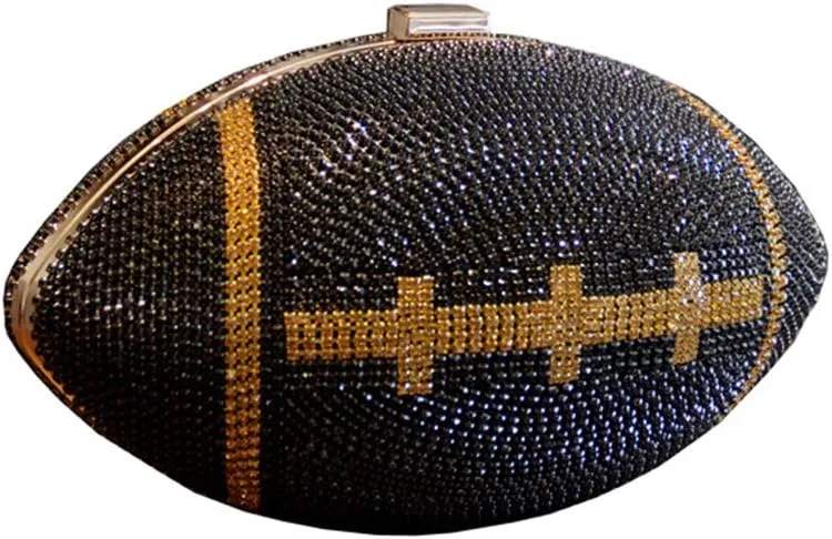 UMREN Women Basketball Shaped Cross Body Purse Rhinestone Round Ball Crystal Evening Bag Clutch Handbag for Wedding Party