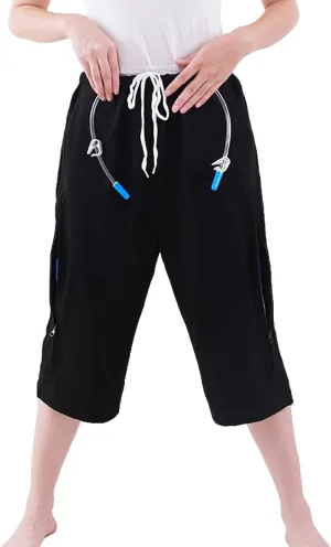 Unisex Incontinence Care Trousers,Urinary Drainage Trouser,Catheter Pant,Fistula Pants,Ostomy Drainage Bag Care Scanties,Double Zippered Pockets Holding 2000ml Catheter Bags Black