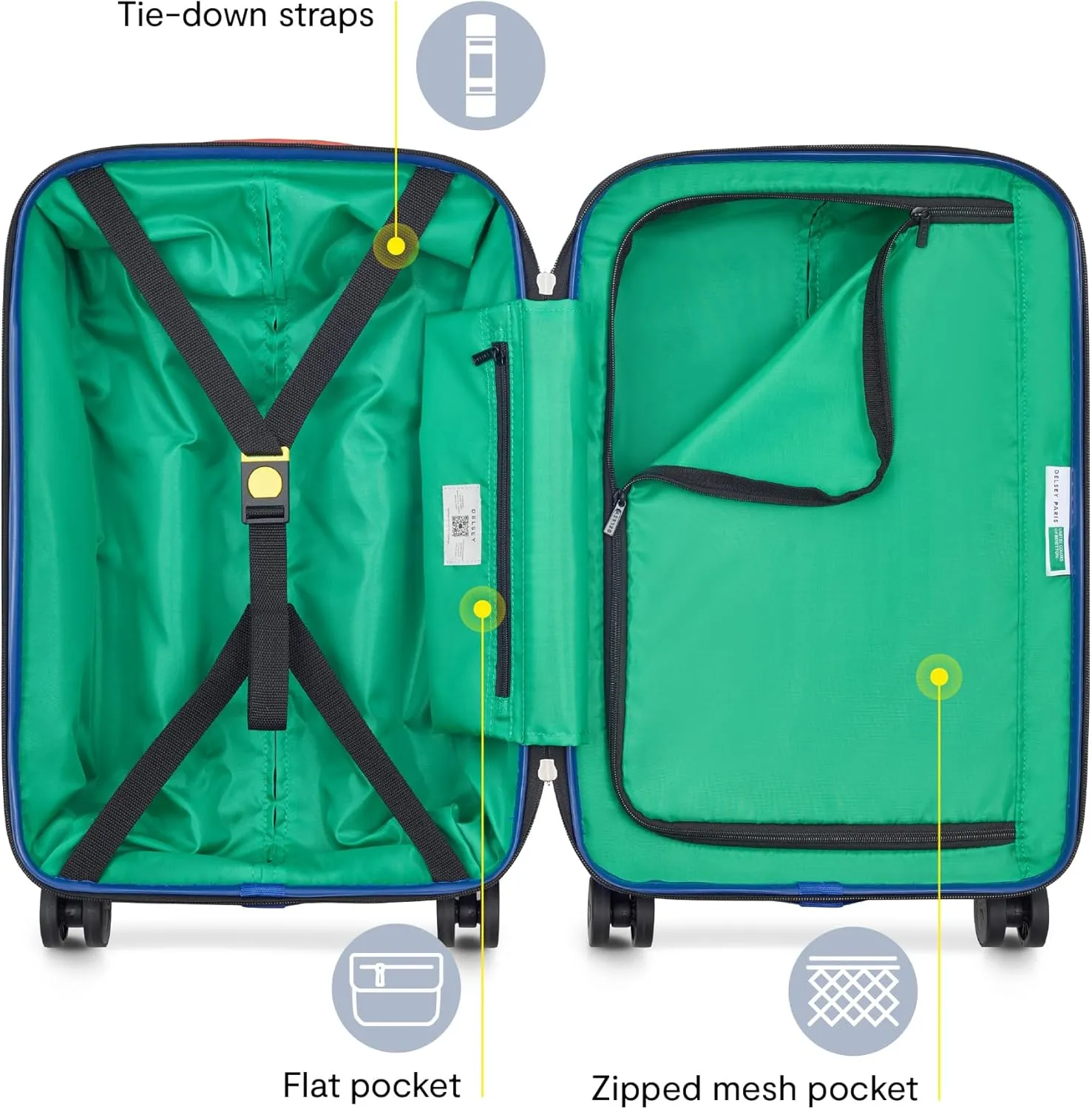 United Colors of Benetton United Hardside Luggage with Spinner Wheels, White, Carry-On 19 Inch