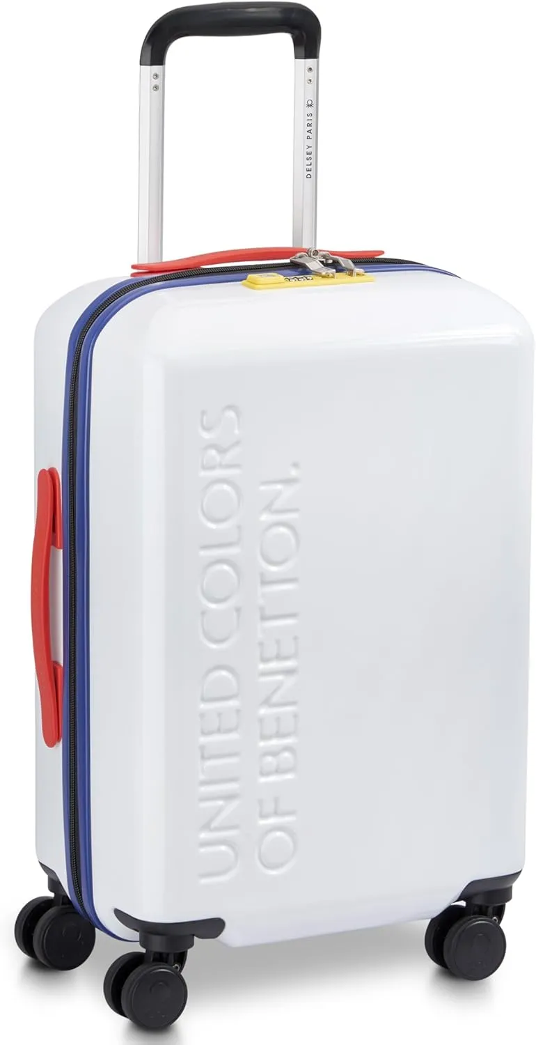 United Colors of Benetton United Hardside Luggage with Spinner Wheels, White, Carry-On 19 Inch