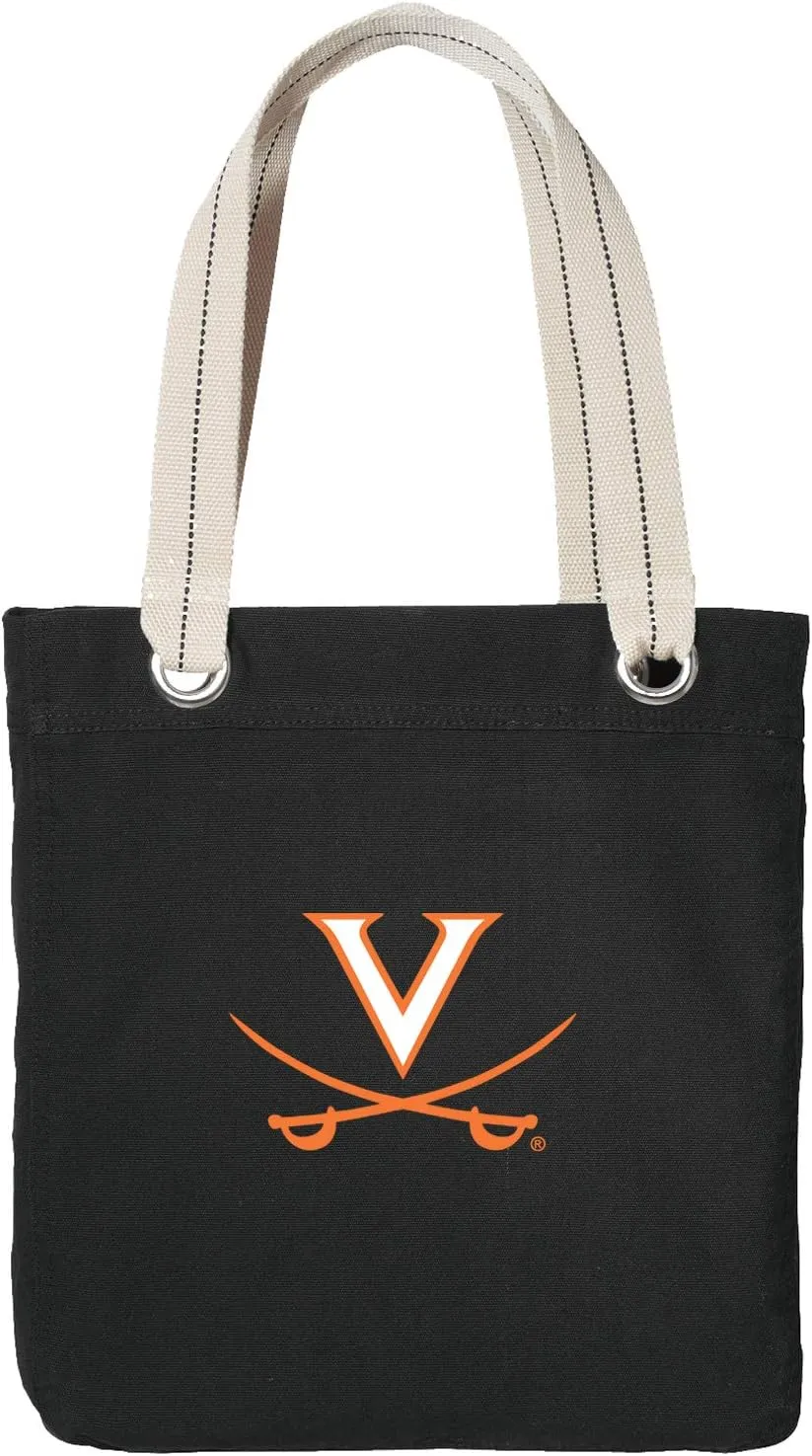 University of Virginia Tote Bag Rich Cotton Canvas UVA Bags Black