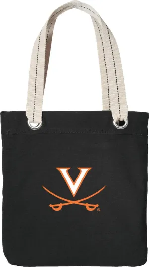 University of Virginia Tote Bag Rich Cotton Canvas UVA Bags Black