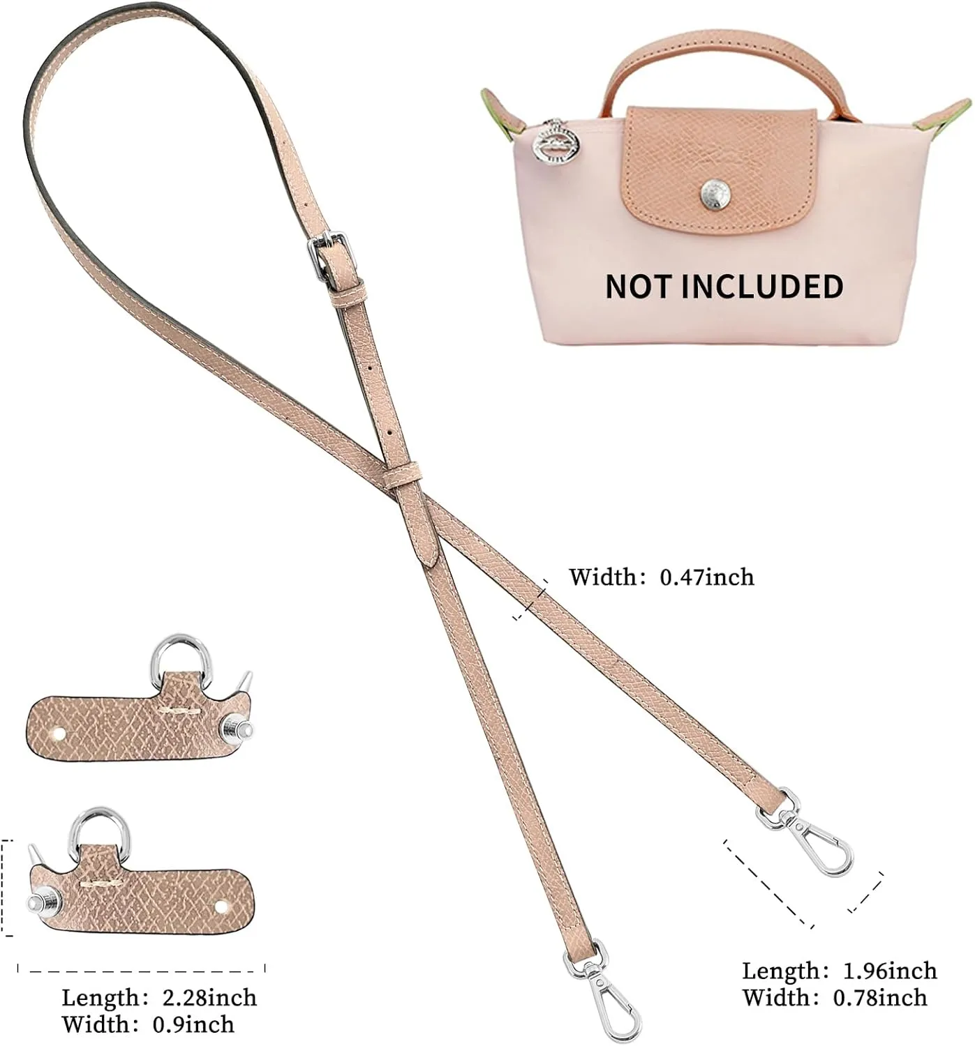 Upgraded Leather Purse Straps for Longchamp Mini Bag Conversion Kit, Bag Shoulder Strap Replacement Crossbody