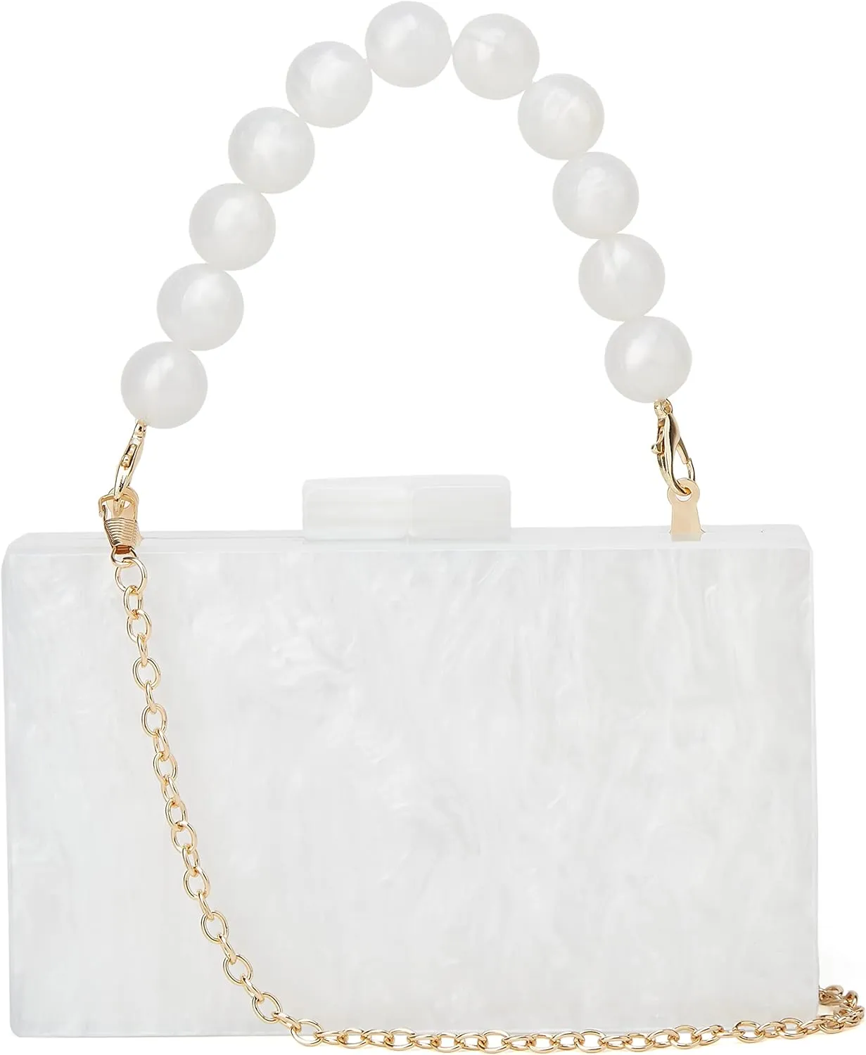 URAWOW Acrylic Evening Handbag Beads Bag for Women Graceful Shoulder Bag Satchel Marble Clutch Purses for Wedding Party 2023