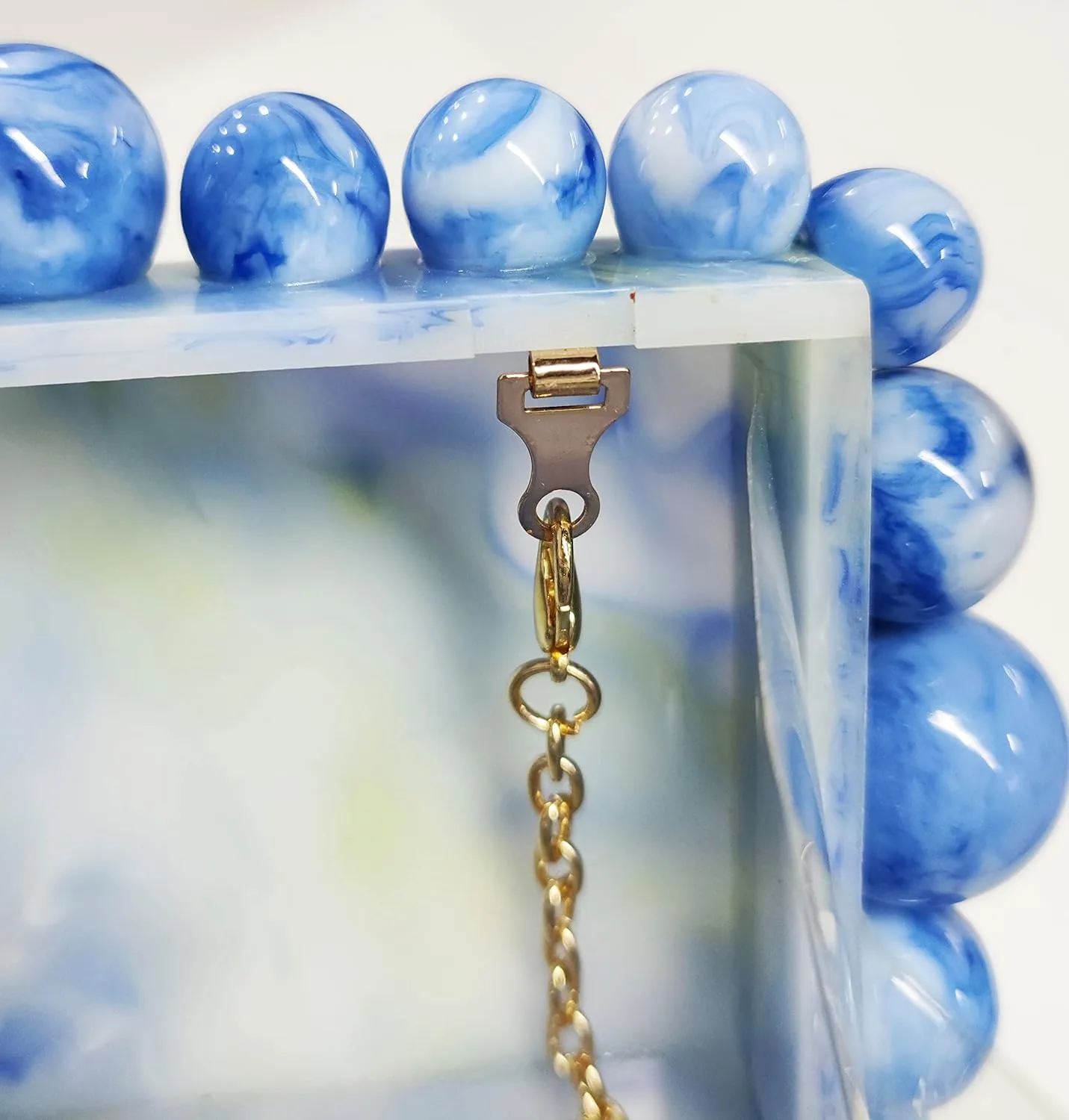 URAWOW Acrylic Evening Handbag Beads Bag for Women Graceful Shoulder Bag Satchel Marble Clutch Purses for Wedding Party 2023