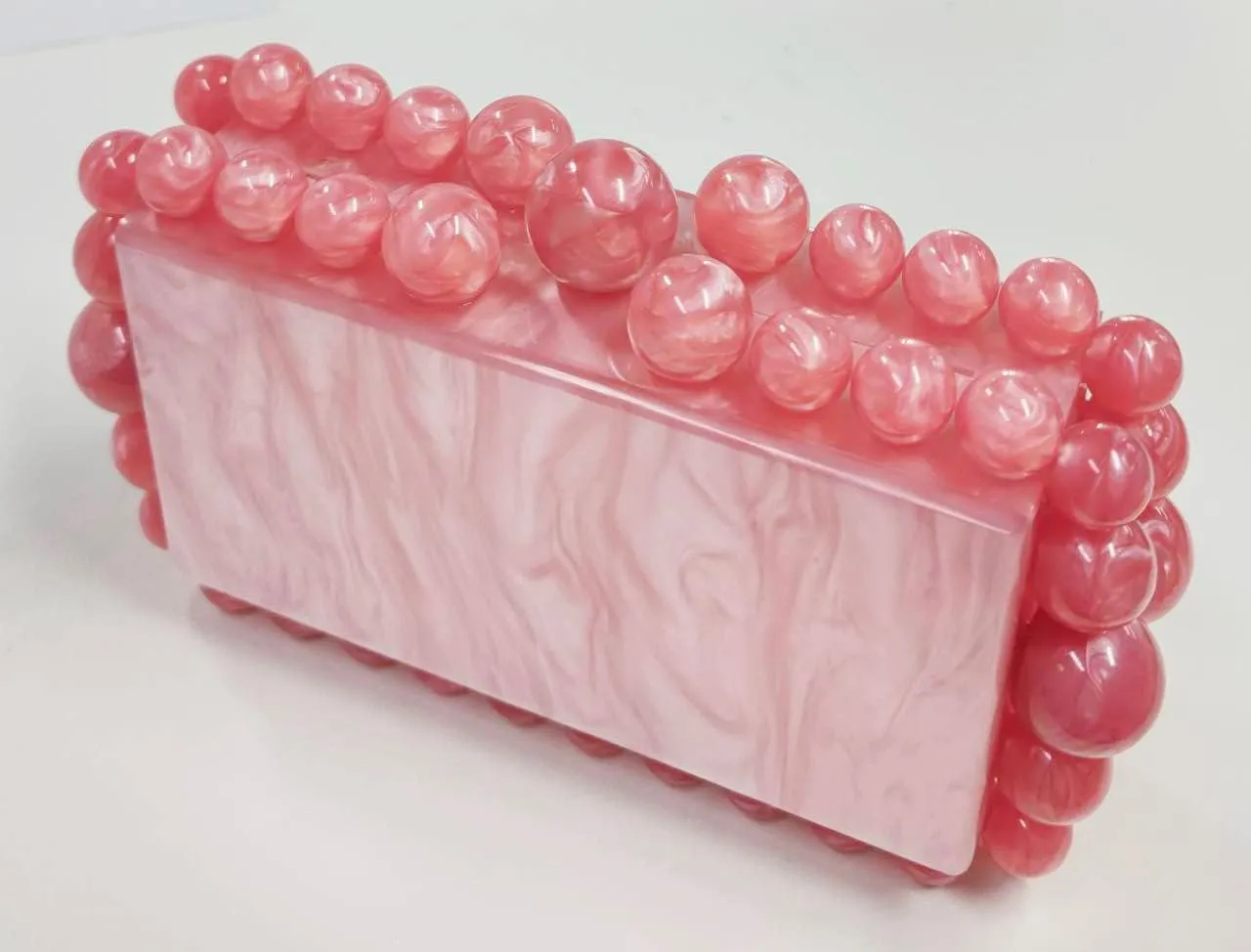URAWOW Acrylic Evening Handbag Beads Bag for Women Graceful Shoulder Bag Satchel Marble Clutch Purses for Wedding Party 2023