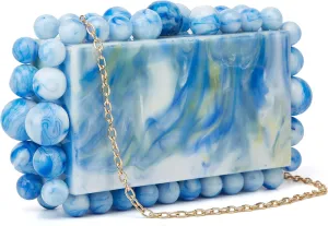 URAWOW Acrylic Evening Handbag Beads Bag for Women Graceful Shoulder Bag Satchel Marble Clutch Purses for Wedding Party 2023