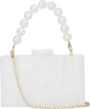 URAWOW Acrylic Evening Handbag Beads Bag for Women Graceful Shoulder Bag Satchel Marble Clutch Purses for Wedding Party 2023