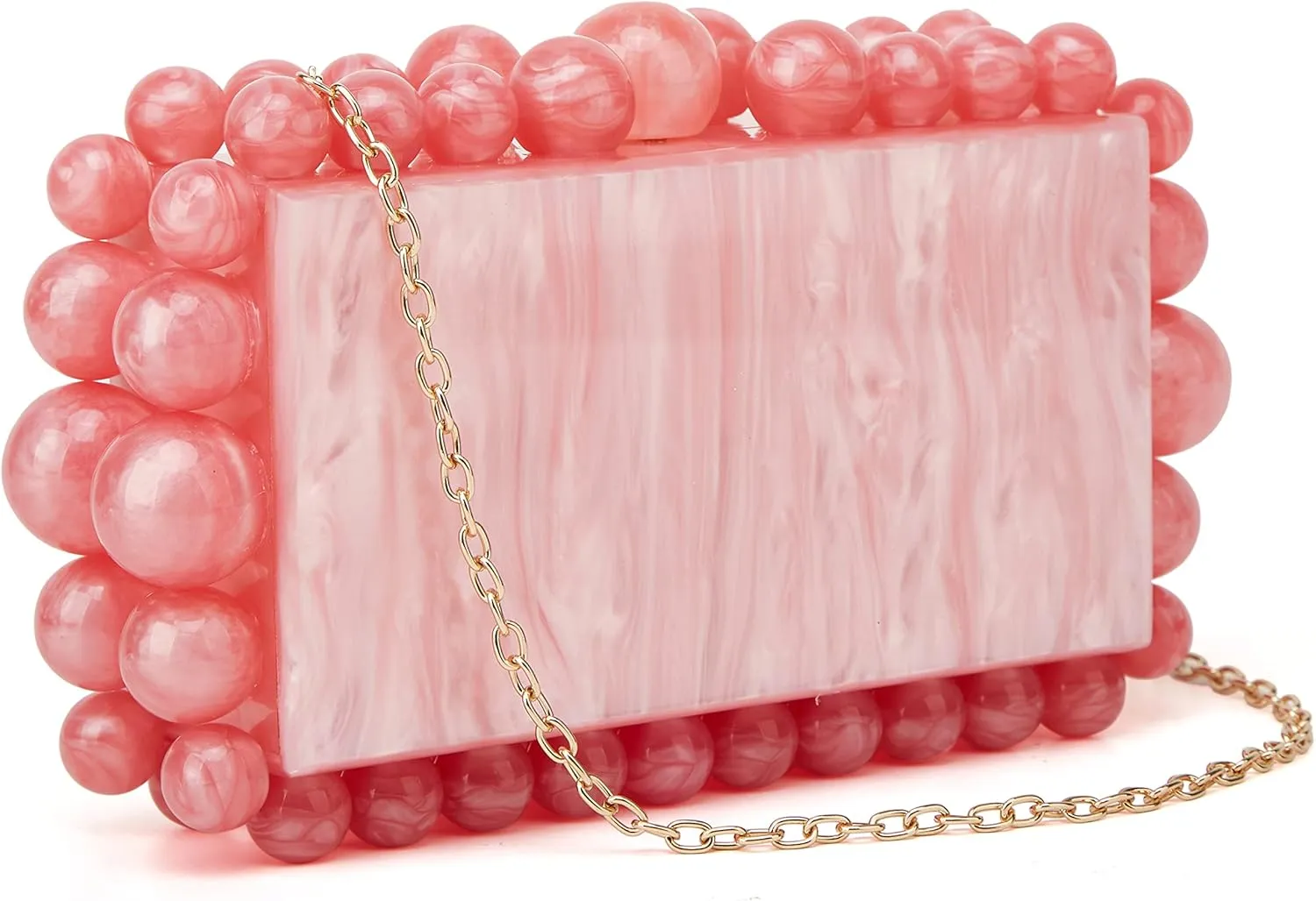 URAWOW Acrylic Evening Handbag Beads Bag for Women Graceful Shoulder Bag Satchel Marble Clutch Purses for Wedding Party 2023
