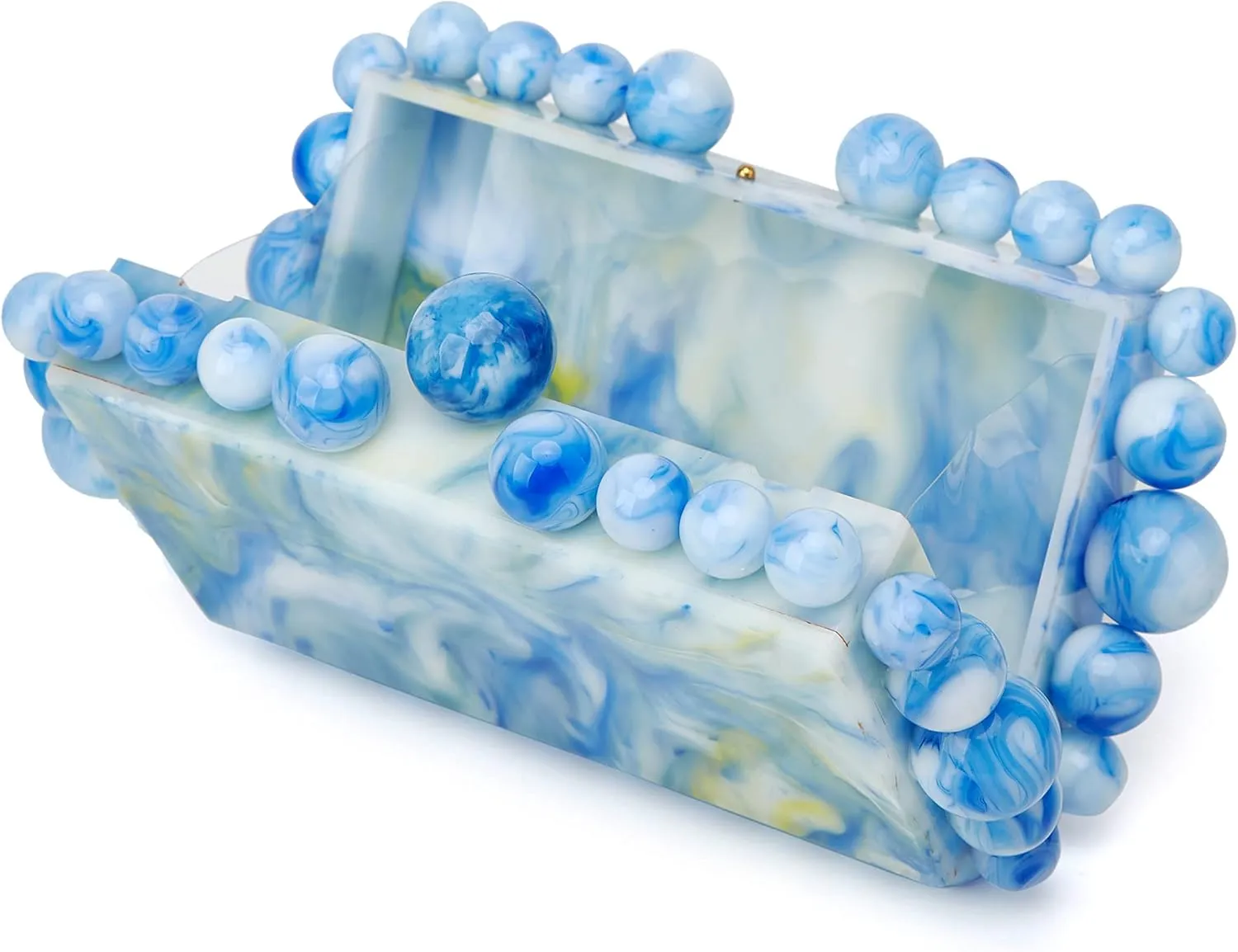 URAWOW Acrylic Evening Handbag Beads Bag for Women Graceful Shoulder Bag Satchel Marble Clutch Purses for Wedding Party 2023