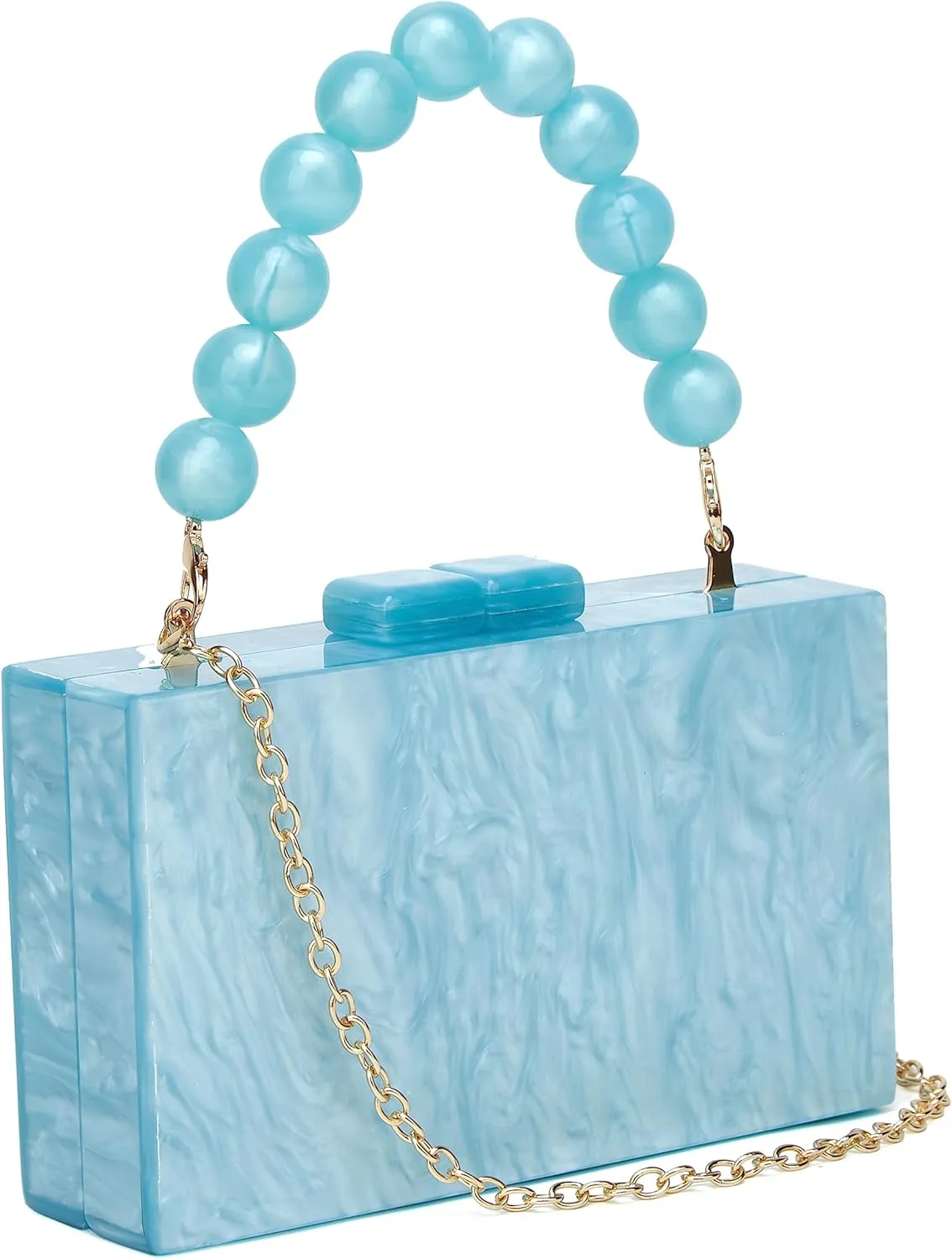 URAWOW Acrylic Evening Handbag Beads Bag for Women Graceful Shoulder Bag Satchel Marble Clutch Purses for Wedding Party