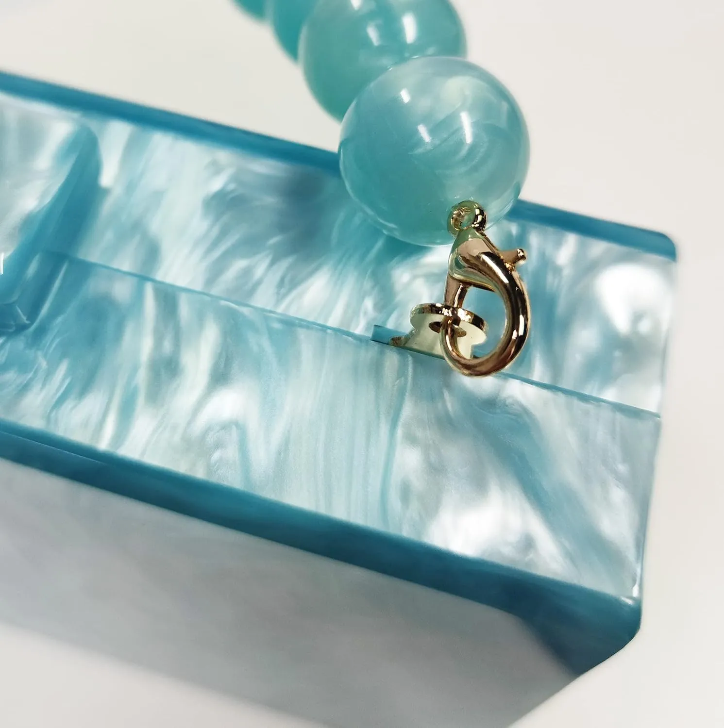 URAWOW Acrylic Evening Handbag Beads Bag for Women Graceful Shoulder Bag Satchel Marble Clutch Purses for Wedding Party