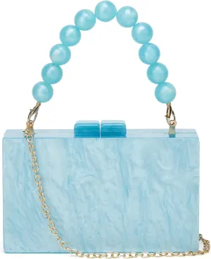 URAWOW Acrylic Evening Handbag Beads Bag for Women Graceful Shoulder Bag Satchel Marble Clutch Purses for Wedding Party