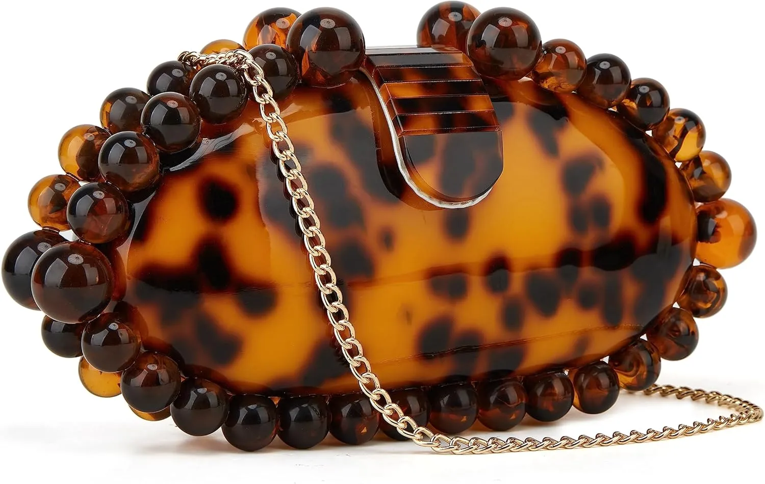 URAWOW Acrylic Evening Handbag Round Beads Bag for Women Shoulder Bag Satchel Marble Clutch Purses for Wedding Party 2023