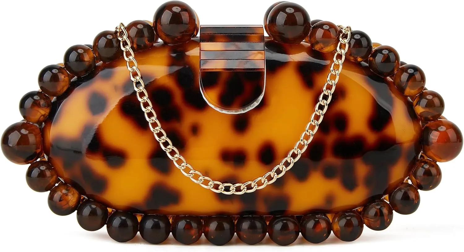 URAWOW Acrylic Evening Handbag Round Beads Bag for Women Shoulder Bag Satchel Marble Clutch Purses for Wedding Party 2023