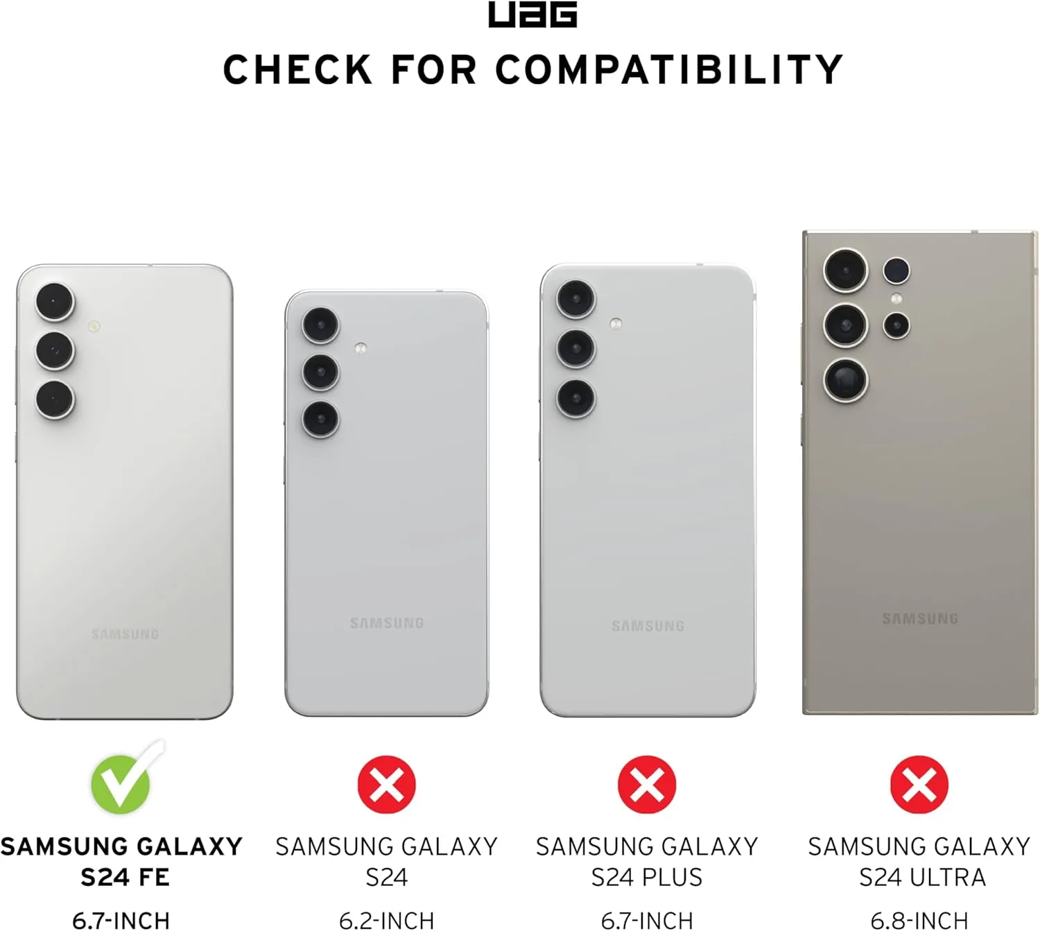 URBAN ARMOR GEAR UAG Compatible with Samsung Galaxy S24 FE Case SM-S721 Pathfinder Clear, Magnetic Charging Transparent Rugged Military Grade Dropproof Impact Resistant Protective Cover, Ash