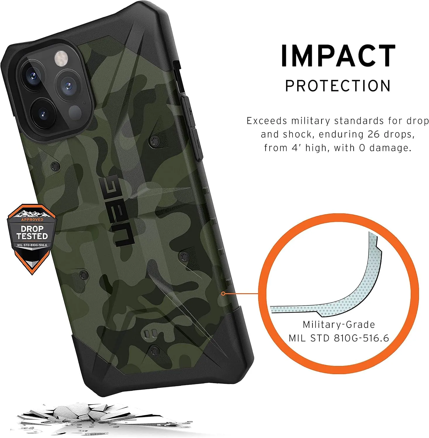 URBAN ARMOR GEAR UAG Designed for iPhone 12 Pro Max 5G [6.7-inch Screen] Rugged Lightweight Slim Shockproof Pathfinder SE Protective Cover, Forest Camo