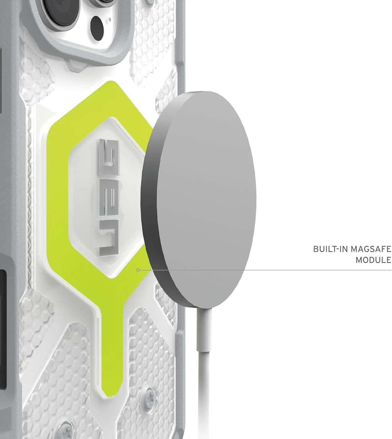 URBAN ARMOR GEAR UAG Designed for iPhone 16 Pro Case 6.3" Pathfinder Clear - Compatible with MagSafe Charging Rugged Shockproof Anti-Slip Military Grade Protective Cover, Active Neon