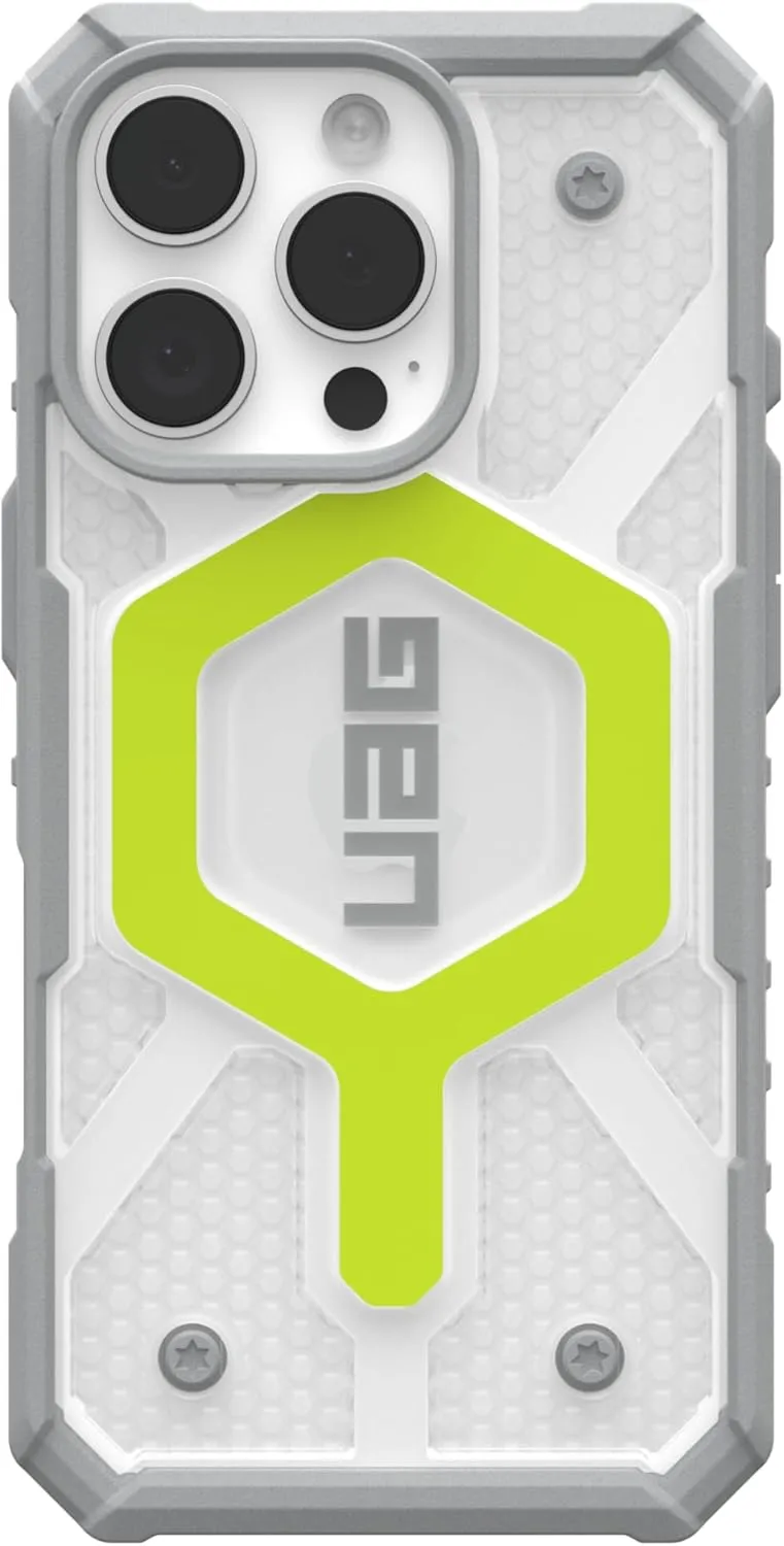URBAN ARMOR GEAR UAG Designed for iPhone 16 Pro Case 6.3" Pathfinder Clear - Compatible with MagSafe Charging Rugged Shockproof Anti-Slip Military Grade Protective Cover, Active Neon