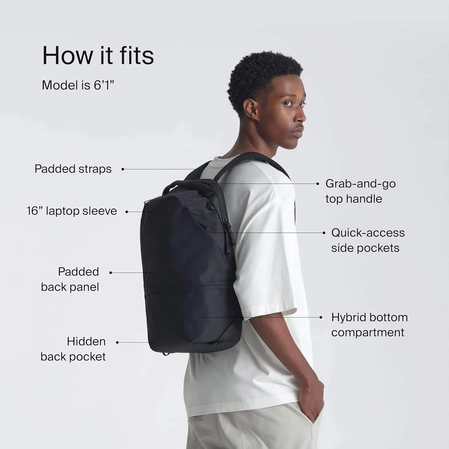 Urth Arkose 20L Modular Backpack   3.7L Camera Insert - Water Resistant, Anti-Theft, Recycled Bag for DSLR/SLR/Mirrorless, 13-16 Inch Laptop in Black