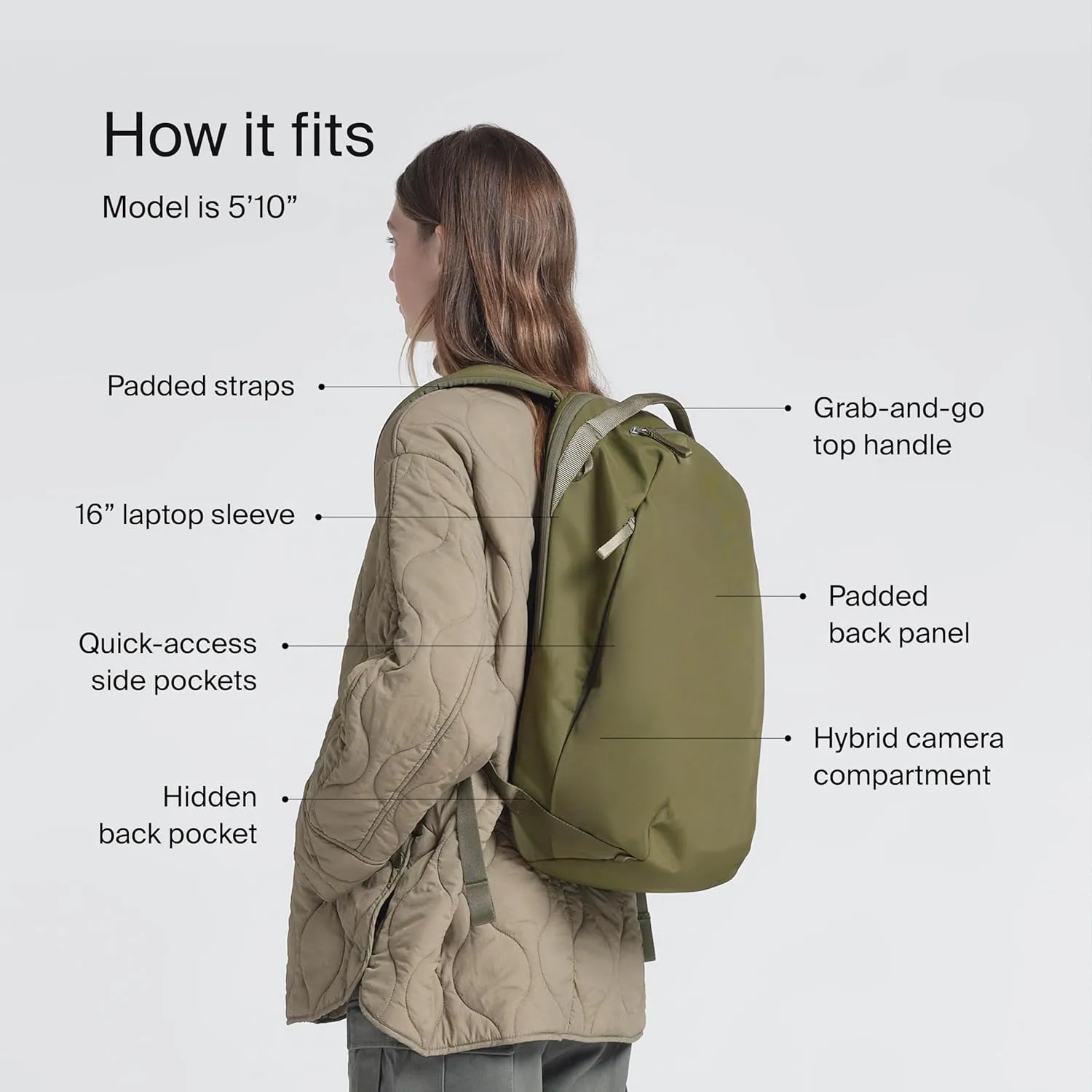 Urth Norite 24L Modular Camera & Laptop Travel Backpack — Water Resistant, Anti-Theft, Recycled Bag for DSLR, 13-16 Inch Laptop in Green