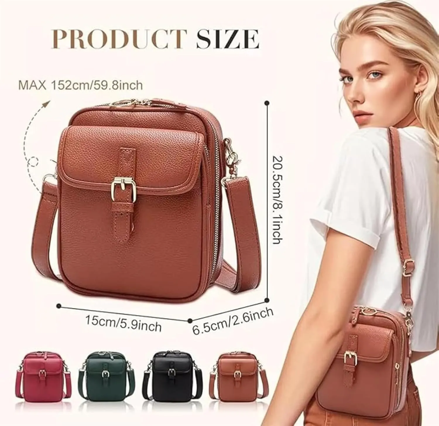 Urvashi Cross Body Bag Small Leather Tojoyride Messenger Bag With Card Slots Shoulder Bags For Women Men Wallet Purses