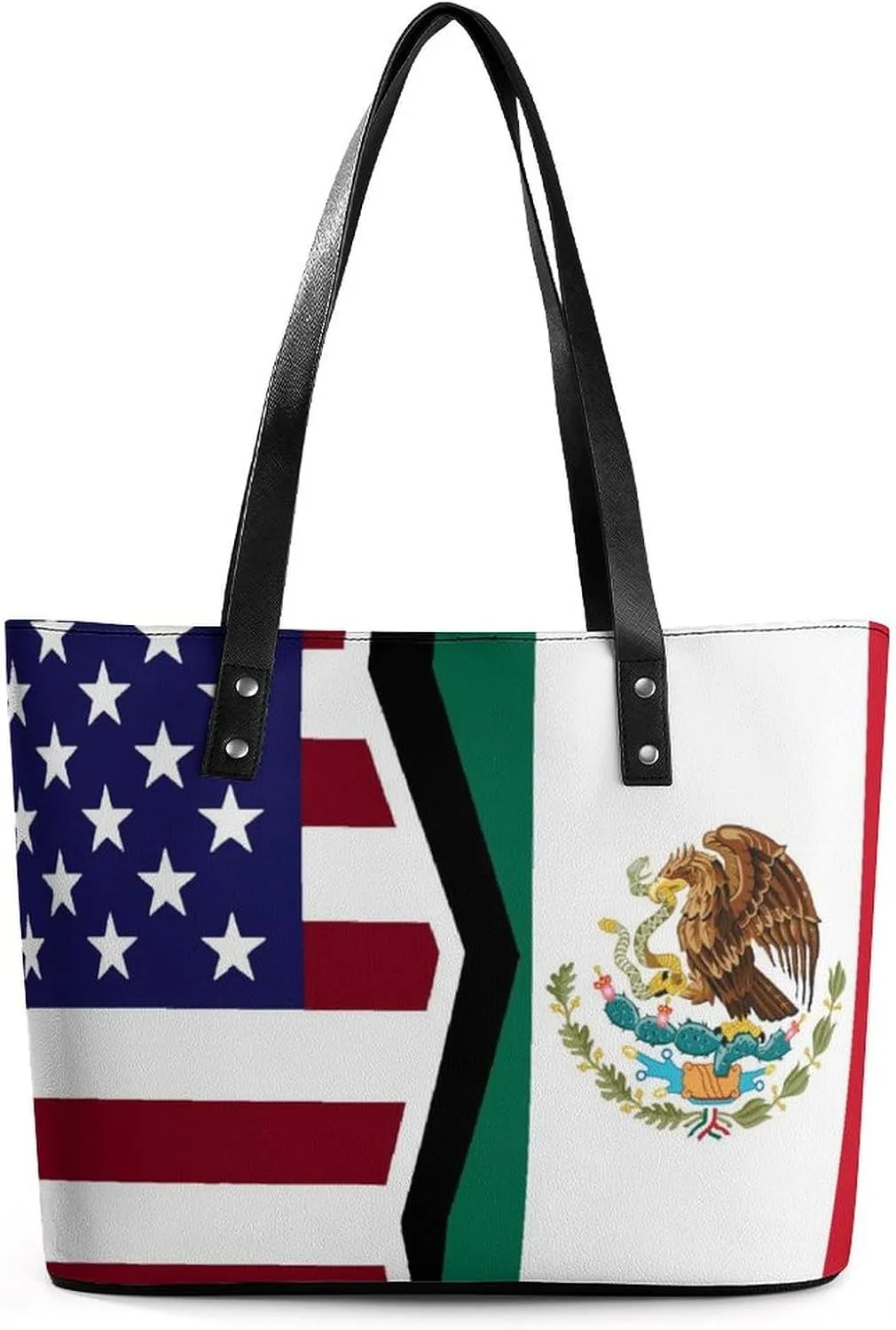 U.S. and Mexican Flag Tote Bag Ladies Leather Handbags Large Western Purse Shoulder Bag