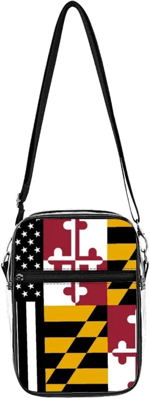 U.S. Maryland Flag Clear Stadium Crossbody Bags Adjustable Strap Shoulder Purse for Women and Men
