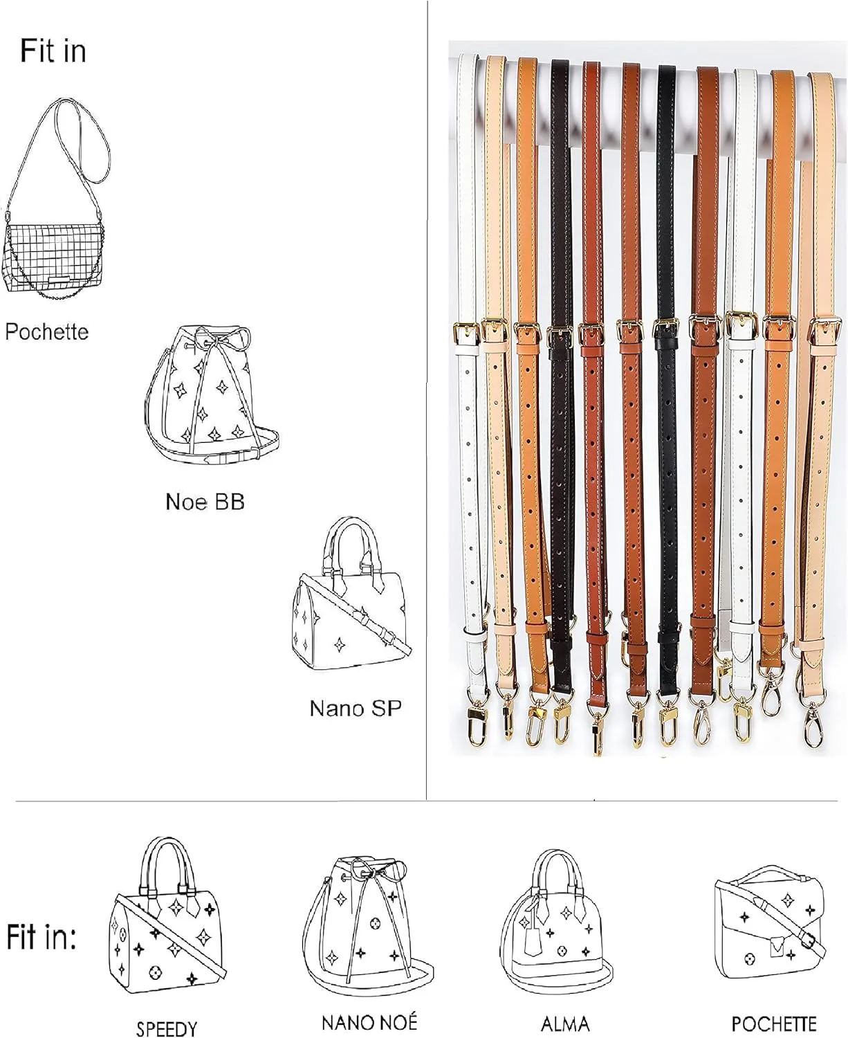 Vachetta Leather Adjustable Crossbody Strap for ， women's crossbody handbags