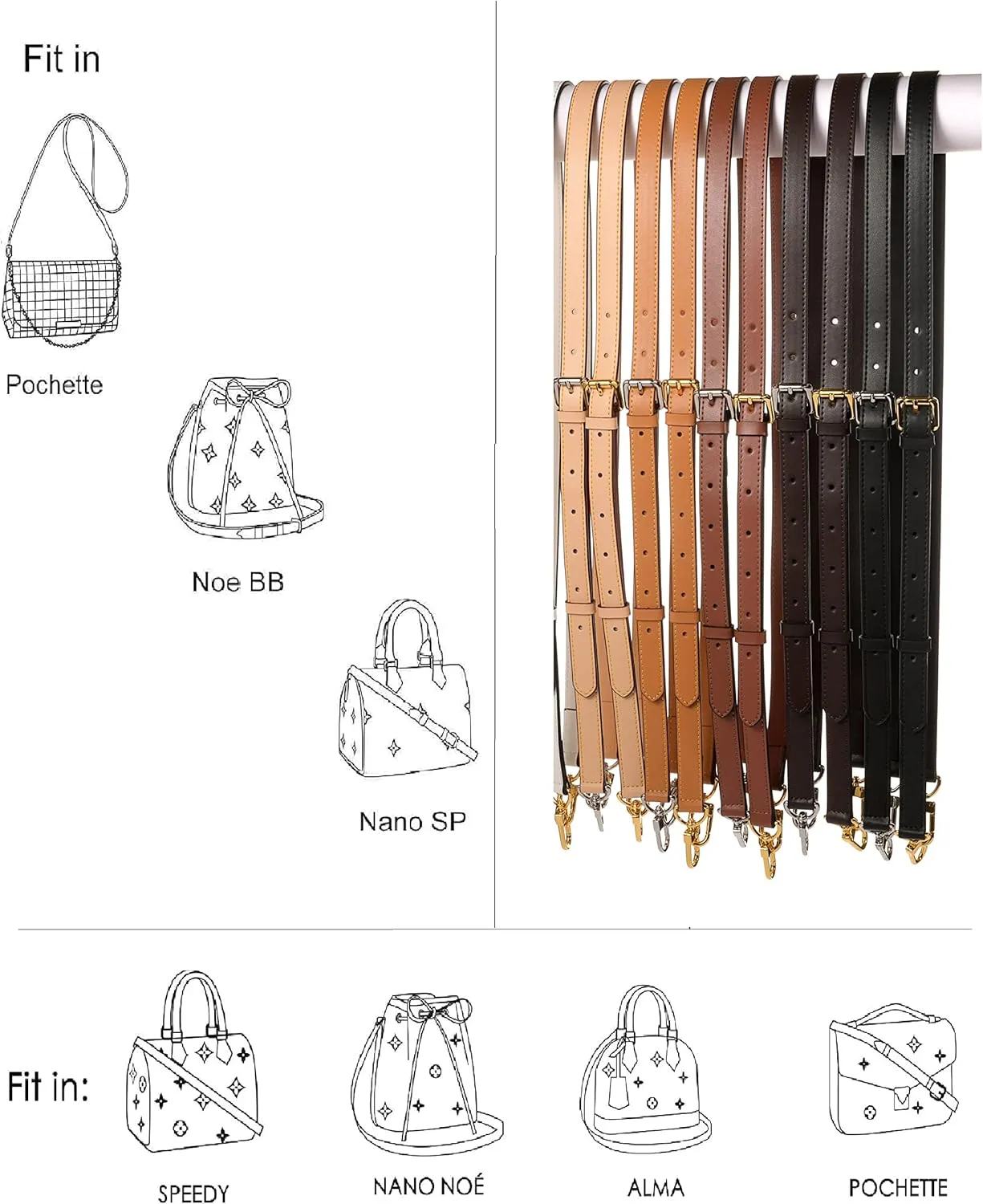 Vachetta Leather Adjustable Crossbody Strap for ， women's crossbody handbags