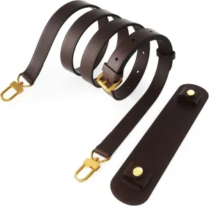 Vachetta Leather Adjustable Replacement Strap and Shoulder Strap Pad Set for Crossbody Shoulder Bag Handbag Felt Bag Fits can perfectly match various types of bags - Coffee (box and dust bag)