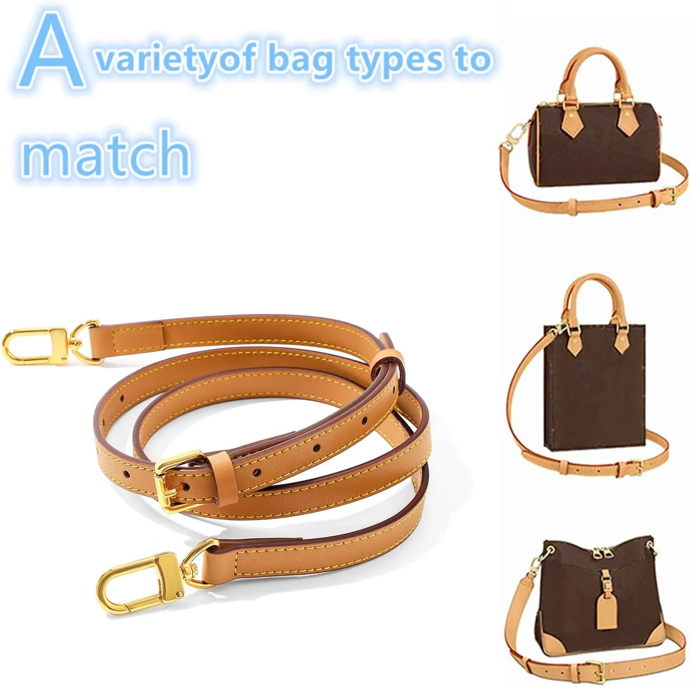 Vachetta Leather Replacement Adjustable Shoulder Strap for L V Handbag Replacement Bag Strap