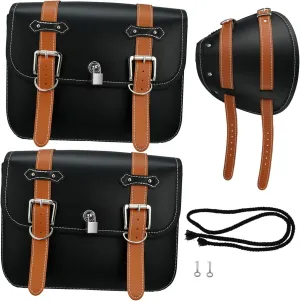 Vaguelly Motorcycle Saddlebags Vintage Panniers Storage Tool Pouch Front Fork Bag for Bikes