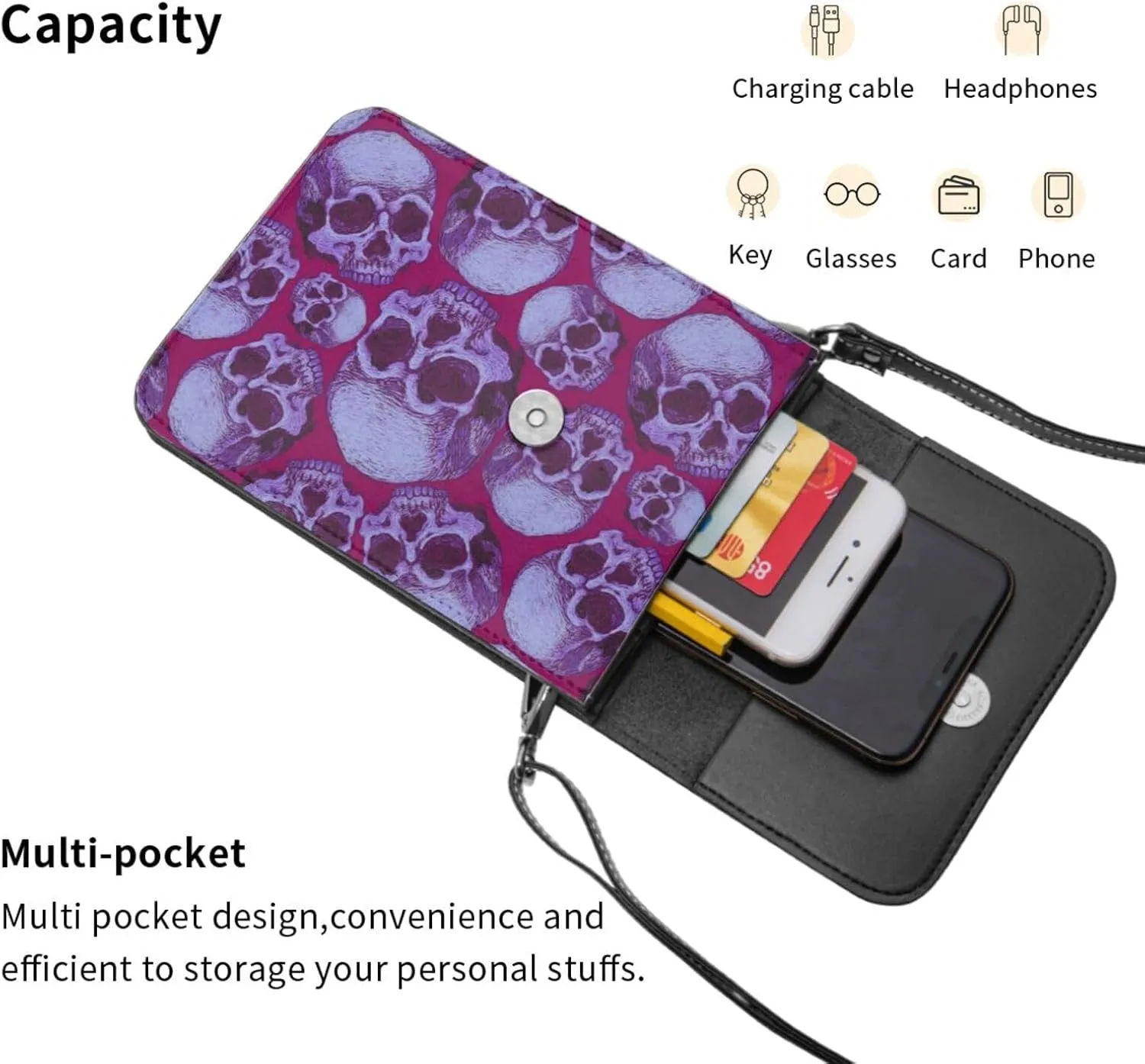 Vampire Teeth Lips Cell Phone Purse Small Crossbody Bags For Women Men Wallet Purses With Adjustable Strap