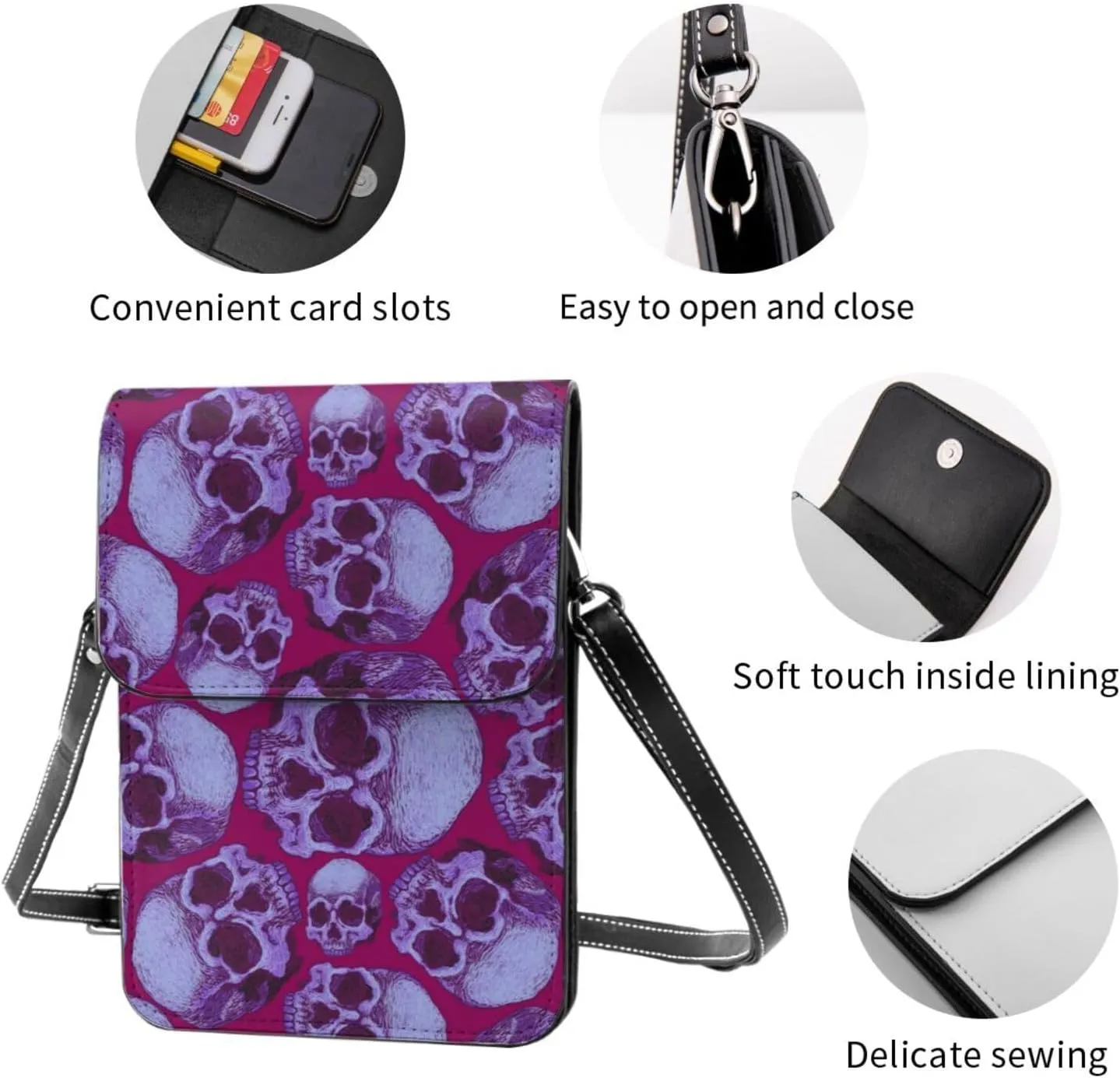 Vampire Teeth Lips Cell Phone Purse Small Crossbody Bags For Women Men Wallet Purses With Adjustable Strap