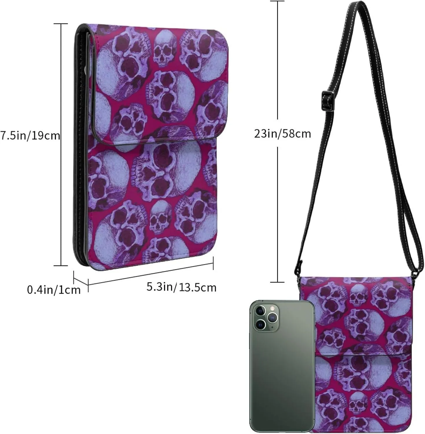 Vampire Teeth Lips Cell Phone Purse Small Crossbody Bags For Women Men Wallet Purses With Adjustable Strap