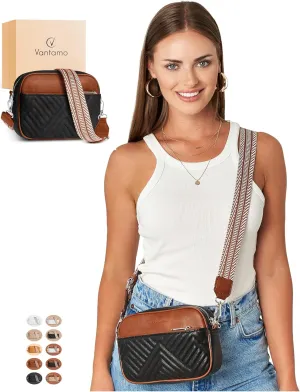 Vantamo Crossbody Bags For Women with Adjustable Strap, Premium PU Leather Purses for Women, Anti-Pickpocket Clip & Gift Box