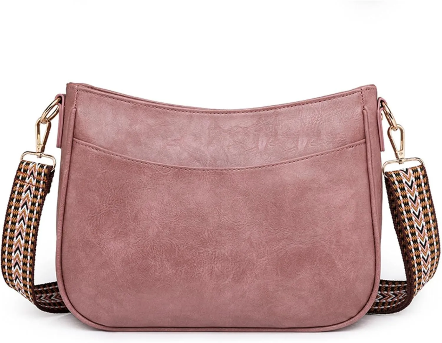 Vegan Leather Crossbody Bags for Women, Camera Shoulder Handbag Zipped Pockets Hobo Purse with Adjustable Wide Strap