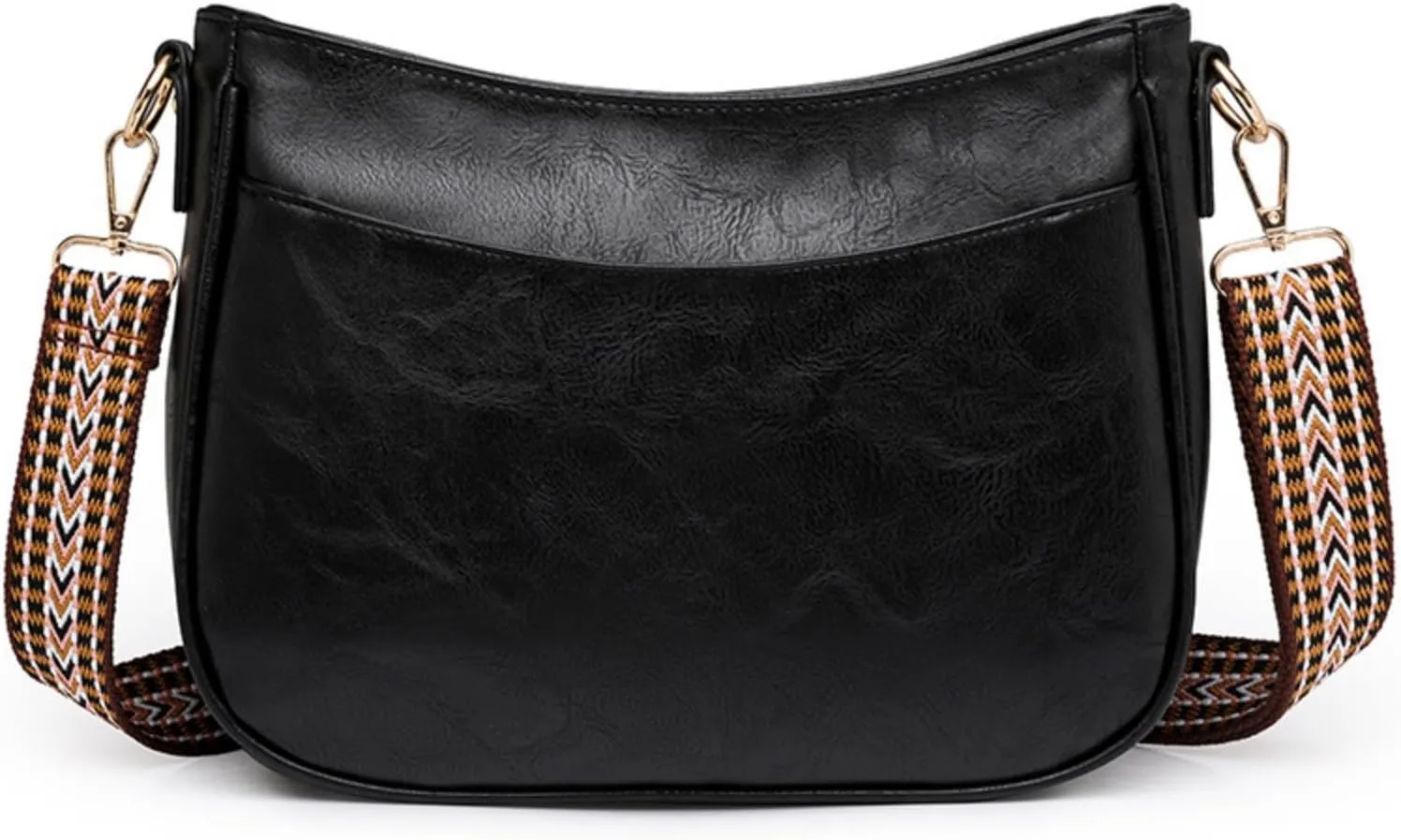 Vegan Leather Crossbody Bags for Women, Camera Shoulder Handbag Zipped Pockets Hobo Purse with Adjustable Wide Strap