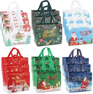 Venforze 18PCS Bags - Reusable Non-Woven Tote Bags for Xmas Holiday Party, Grocery Shopping - 12.8 x 9.8 x 6.7 Inch