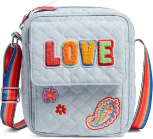 Vera Bradley Women's Denim Small Crossbody Purse, Pride Bright Stripe, One Size