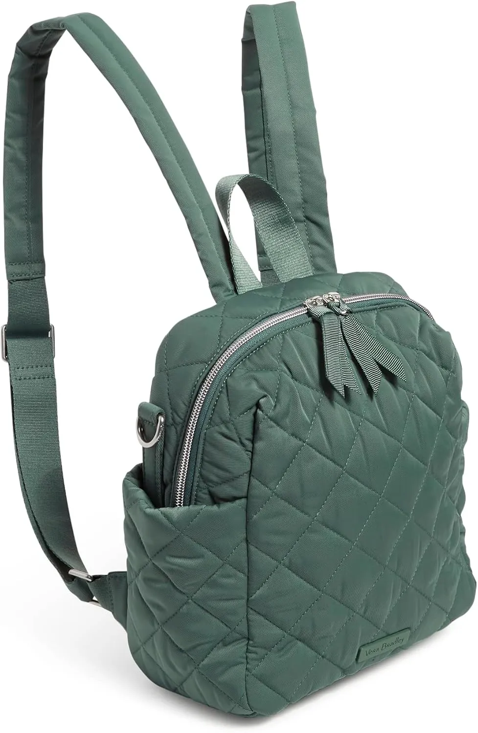 Vera Bradley Women's Performance Twill Convertible Small Backpack, Olive Leaf, One Size