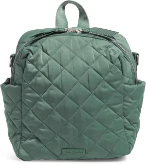 Vera Bradley Women's Performance Twill Convertible Small Backpack, Olive Leaf, One Size