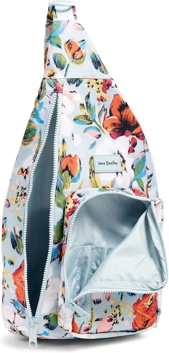 Vera Bradley Women's Recycled Lighten Up Reactive Sling Backpack, Sea Air Floral, One Size